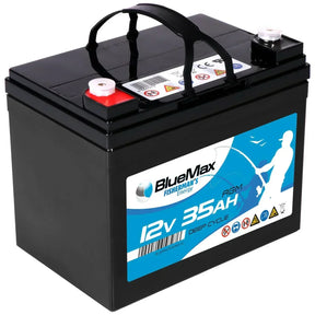 Versorgerbatterie BLUEMAX Fishermans Energy AGM 12V 35Ah Seite links