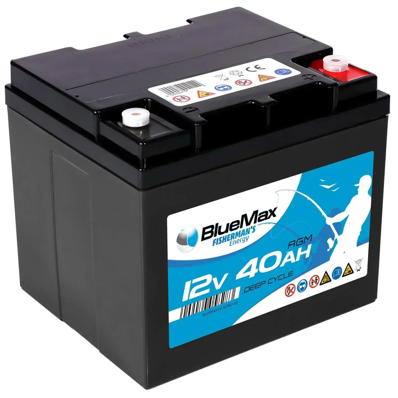 Versorgerbatterie BLUEMAX Fishermans Energy AGM 12V 40Ah Seite links