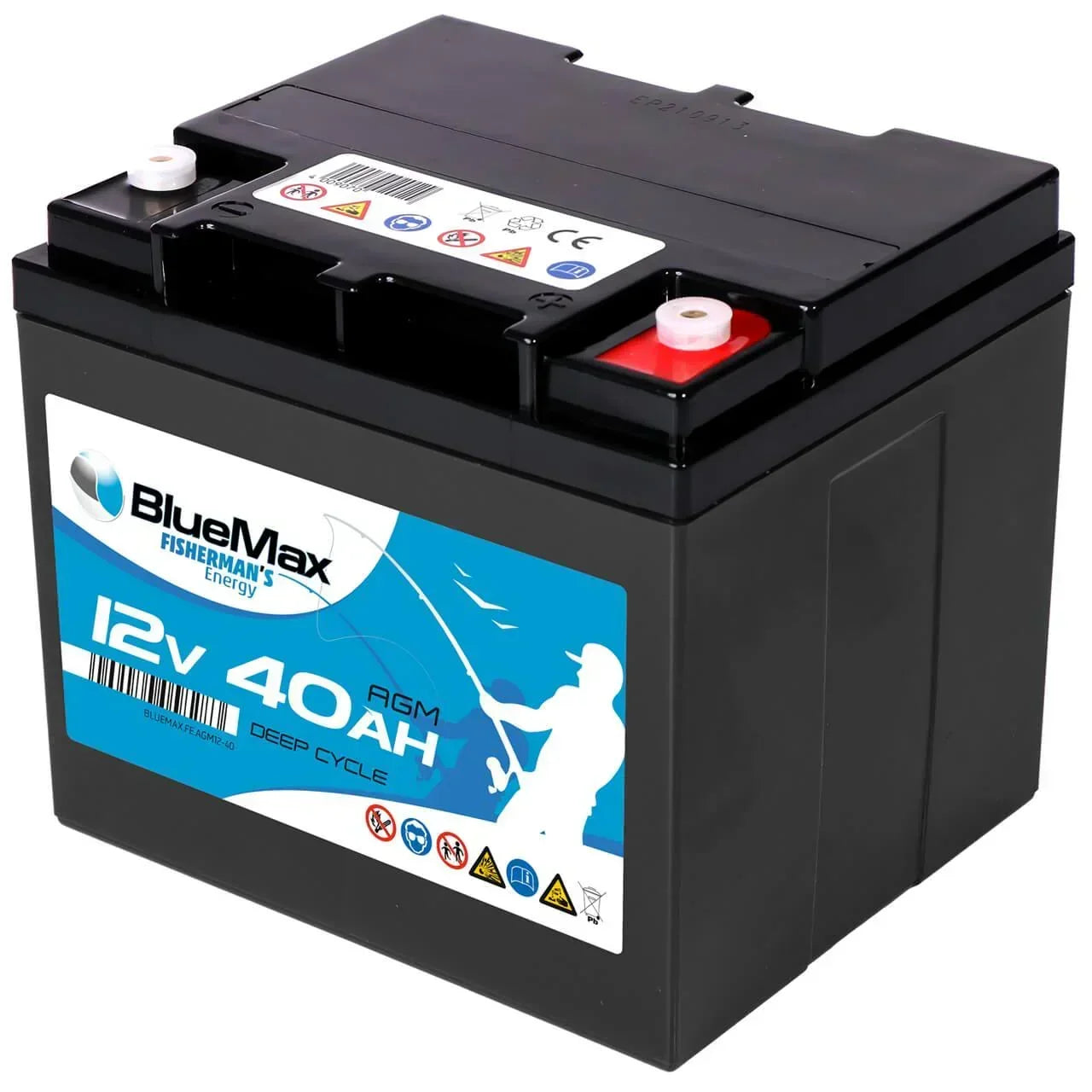 Versorgerbatterie BLUEMAX Fishermans Energy AGM 12V 40Ah Seite rechts