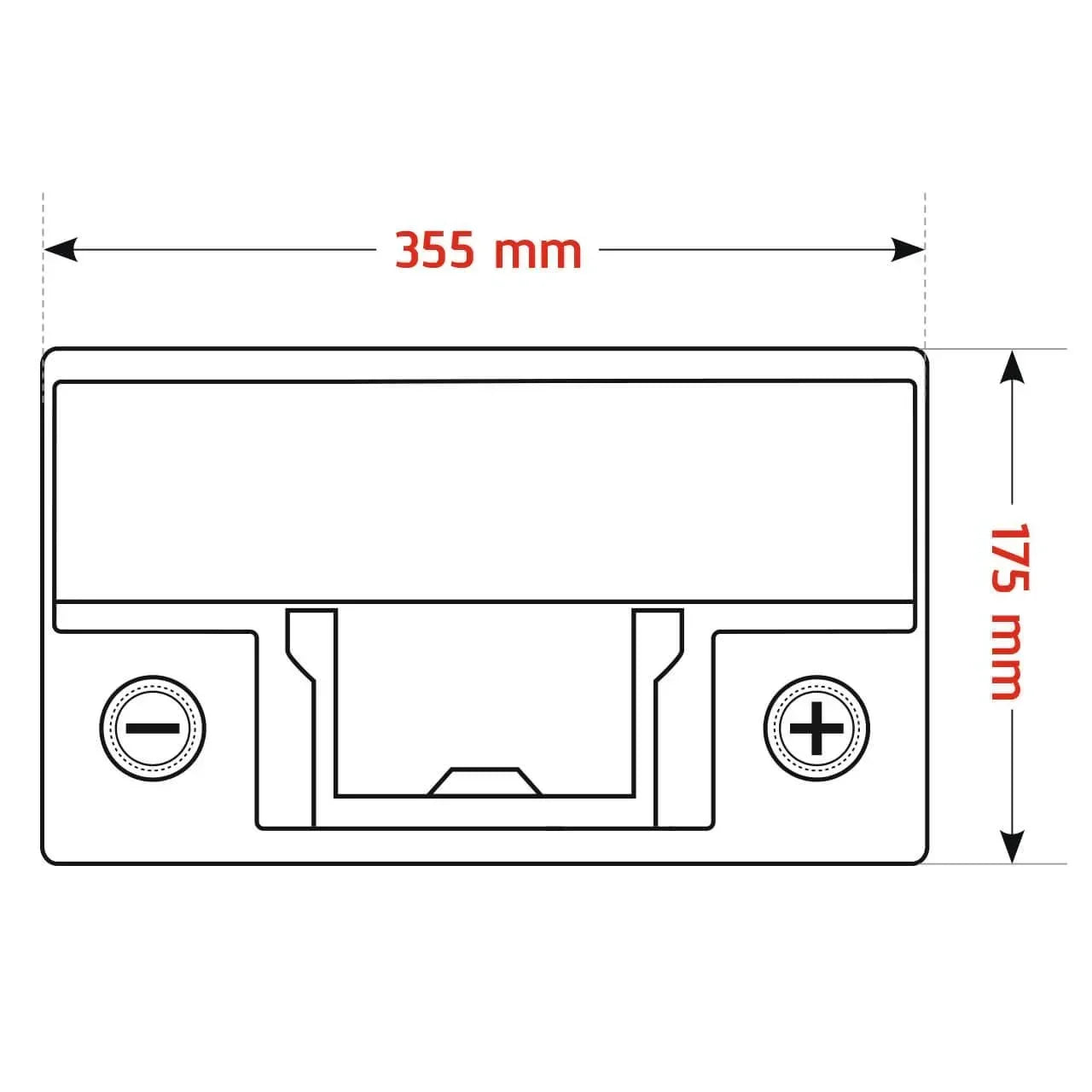 Versorgerbatterie BLUEMAX Fishermans Energy LiFePo4 Lithium 12V 100Ah technische Zeichnung oben