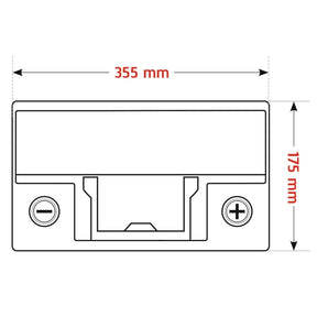 Versorgerbatterie BLUEMAX Fishermans Energy LiFePo4 Lithium 12V 100Ah technische Zeichnung oben