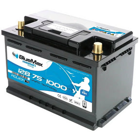 Versorgerbatterie BLUEMAX Fishermans Energy LiFePo4 Lithium 12V 75Ah Seite rechts