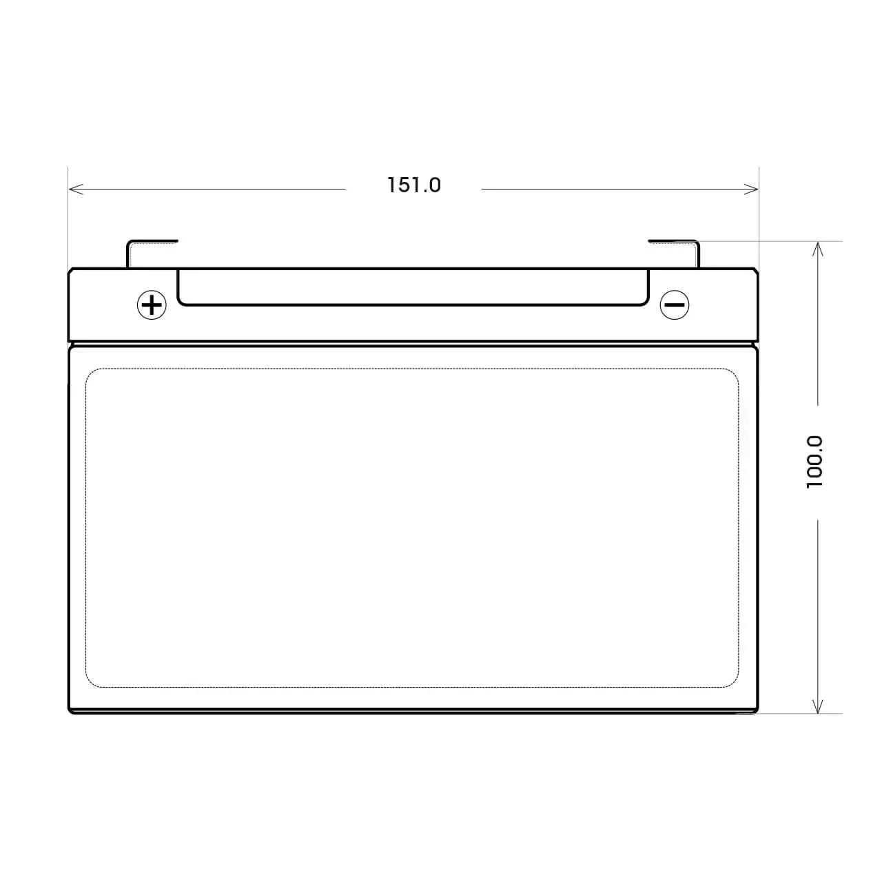 Kinder Elektrofahrzeug Batterie BLUEMAX KidsCar AGM 6V 12Ah technische Zeichnung Front