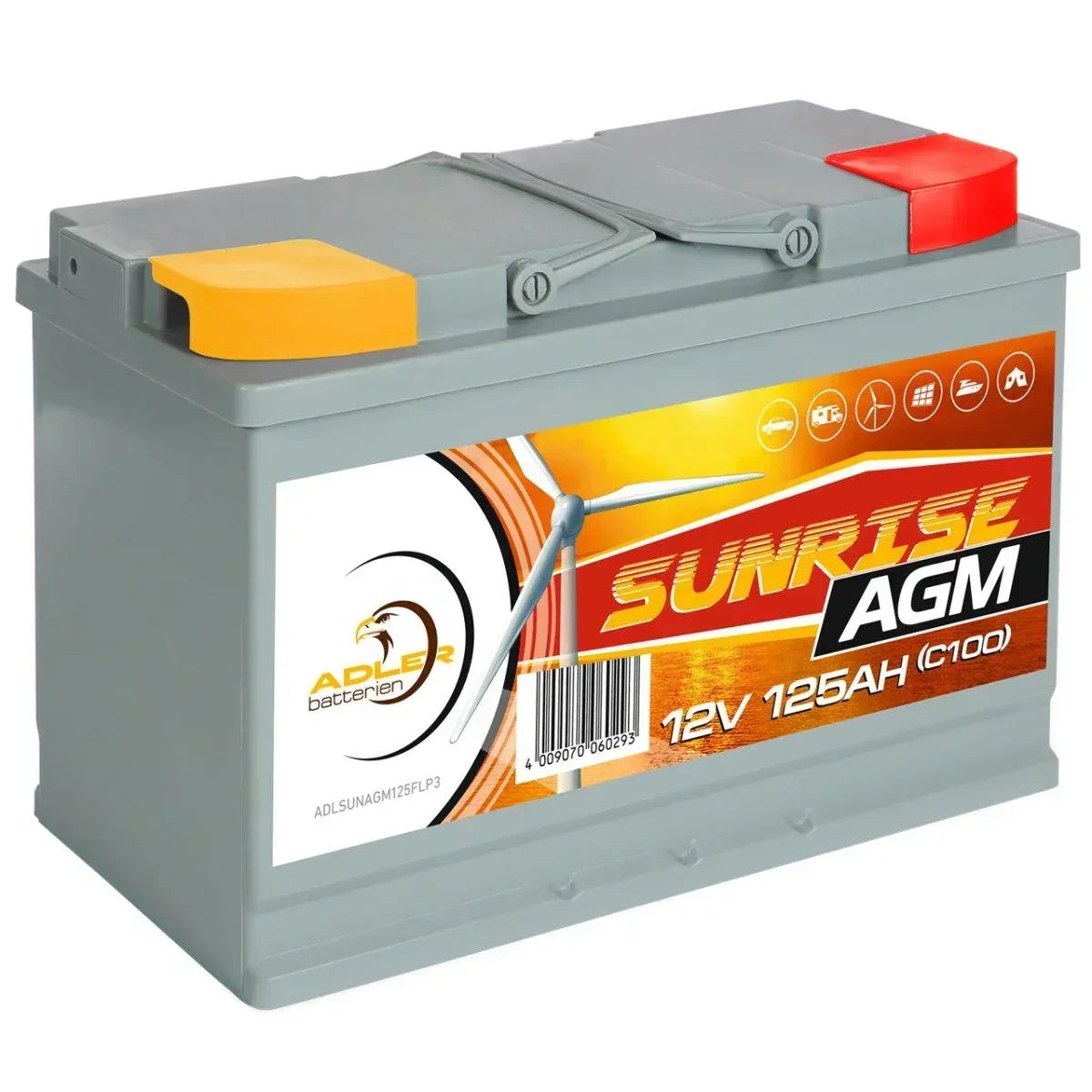 Adler Sunrise AGM 12V 125Ah C100 Versorgerbatterie