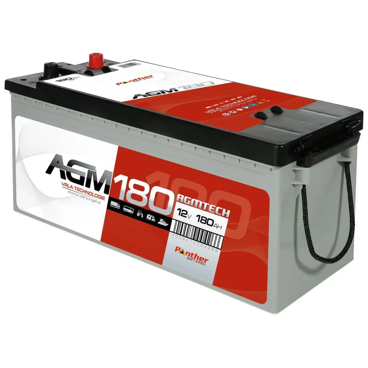 Versorgerbatterie Panther AGM 12V 180Ah Seite rechts