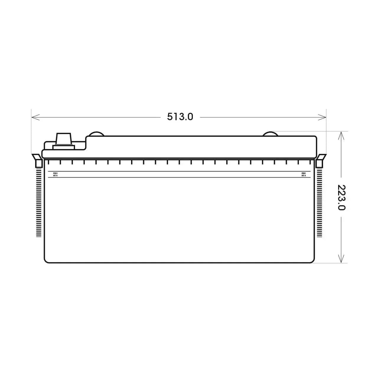 Versorgerbatterie Panther AGM 12V 180Ah technische Zeichnung Front