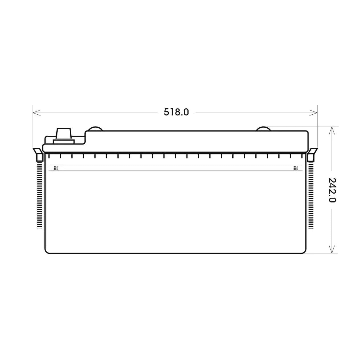 Versorgerbatterie Panther AGM 12V 220Ah technische Zeichnung Front