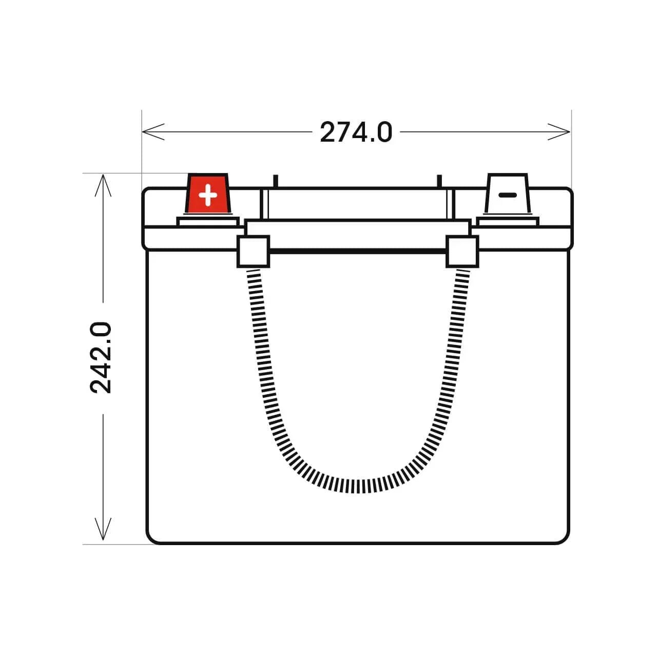 Versorgerbatterie Panther AGM 12V 220Ah technische Zeichnung Seite