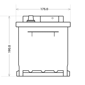Versorgerbatterie Panther AGM 12V 60Ah technische Zeichnung Seite