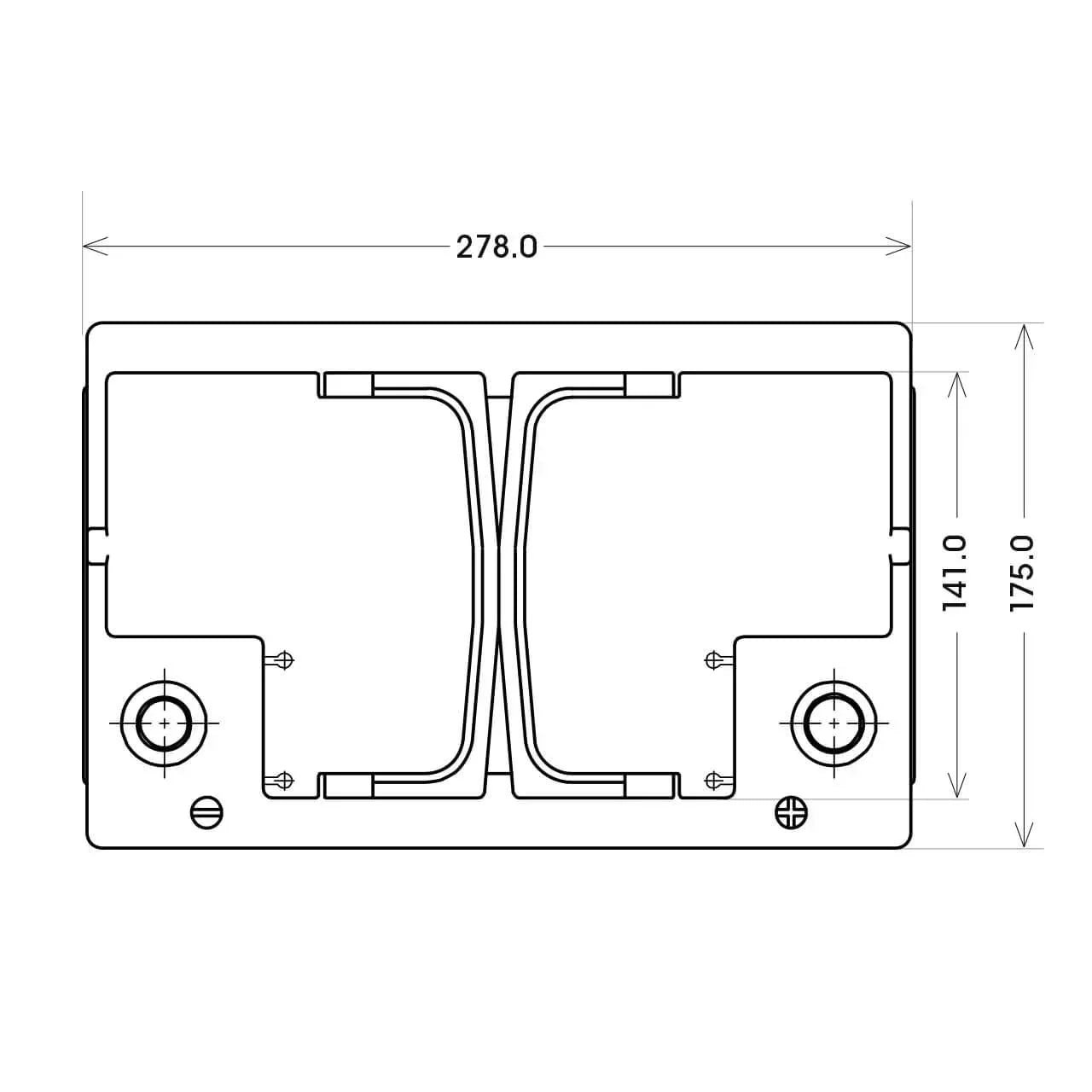Versorgerbatterie Panther AGM 12V 70Ah technische Zeichnung oben