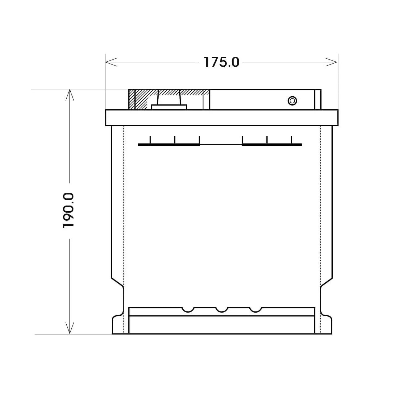 Versorgerbatterie Panther AGM 12V 80Ah technische Zeichnung Seite