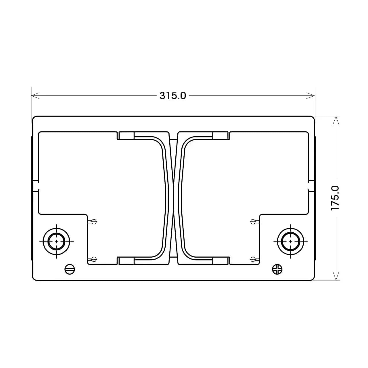 Versorgerbatterie Panther AGM 12V 80Ah technische Zeichnung oben